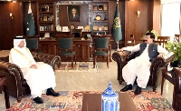 Chairman of the Pakistani Senate Meets Ambassador of Qatar