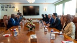 Minister of State for Foreign Affairs Meets Foreign Ministers of Mauritania, Sri Lanka